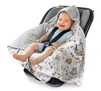 Medi Partners Coperta 100% Cotone 85x85cm Bifacciale Multifunzionale Minky Morbida e Accogliente con Cappuccio per Passeggini Marsupio