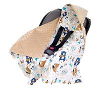 Medi Partners Coperta 100% Cotone 85x85cm Bifacciale Multifunzionale Minky Morbida e Accogliente con Cappuccio per Passeggini Marsupio