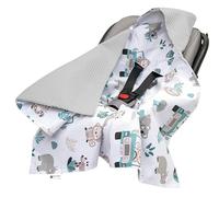 Medi Partners Coperta 100% Cotone Waffle 85x85cm Bifacciale Multifunzionale Minky Morbida e Accogliente con Cappuccio per Passeggini Marsupio