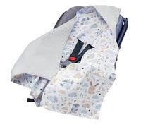 Medi Partners Coperta 100% Cotone Waffle 85x85cm Bifacciale Multifunzionale Minky Morbida e Accogliente con Cappuccio per Passeggini Marsupio