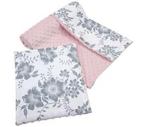 Medi Partners Coperta per bambini con cuscino 100% Cotone Minky Set Grande Bilaterale 75x100 + 35x30cm Multifunzionale Culla e Passeggino