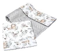 Medi Partners Coperta per bambini con cuscino 100% Cotone Minky Set Grande Bilaterale 75x100 + 35x30cm Multifunzionale Culla e Passeggino