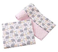 Medi Partners Coperta per bambini con cuscino 100% Cotone Minky Set Grande Bilaterale 75x100 + 35x30cm Multifunzionale Culla e Passeggino