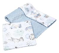 Medi Partners Coperta per bambini con cuscino 100% Cotone Minky Set Grande Bilaterale 75x100 + 35x30cm Multifunzionale Culla e Passeggino