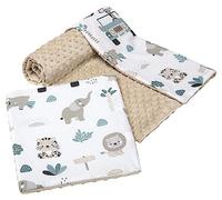 Medi Partners Coperta per bambini con cuscino 100% Cotone Minky Set Grande Bilaterale 75x100 + 35x30cm Multifunzionale Culla e Passeggino