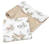 Medi Partners Coperta per bambini con cuscino 100% Cotone Minky Set Grande Bilaterale 75x100 + 35x30cm Multifunzionale Culla e Passeggino