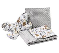 Medi Partners Coperta per Bambini set 3in1 100% cotone Coperta per gattonare Minky 55x75 + 35x30cm cuscino piatto e cuscino anti-shock Butterfly (Cervo con Minky grigio)
