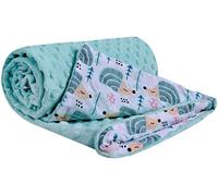 Medi Partners Coperta per Neonata 100% Cotone Minky Copertina Neonato Neonati Invernale Estate Bifacciale Carrozzina Bambino (Riccio Menta con Minky)