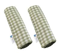 Medi Partners 2 imbottiture per cinture di sicurezza, per auto, 17 x 22 cm, 100% cotone, Minky su entrambi i lati, protezione per cinture di sicurezza, auto sportive, a quadretti con Minky color oliva