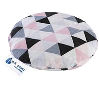 Medi Partners Cuscino termico con noccioli di ciliegia per bambini 180g rotondo 15cm ecologic 100% cotone calore + terapia del freddo (Triangoli rosa)