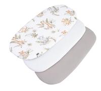 Medi Partners Lenzuola Lettino Culla 86x40 Set 3 Lenzuolo Navicella Neonato Carrozzina con Angoli - 100% Cotone Passeggino Materasso Fitted Sheet Coprimaterasso (Safari-Bianco-Grigio)