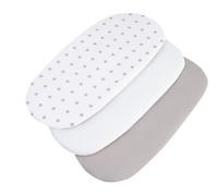 Medi Partners Lenzuola Lettino Culla 86x40 Set 3 Lenzuolo Navicella Neonato Carrozzina con Angoli - 100% Cotone Passeggino Materasso Fitted Sheet Coprimaterasso (Stelle Su Bianco-Bianco-Grigio)