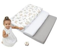 Medi Partners Lenzuola Lettino Set 3 Neonato 60x120-100% Cotone Lenzuolo con Angoli Culla Coprimaterasso fitted Materassino Sheet Letto Bambino Lenzuolino (Safari-Bianco-Grigio)