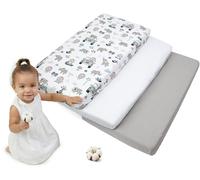 Medi Partners Lenzuola Lettino Set 3 Neonato 60x120-100% Cotone Lenzuolo con Angoli Culla Coprimaterasso fitted Materassino Sheet Letto Bambino Lenzuolino (Zoo Di Menta-Bianco-Grigio)
