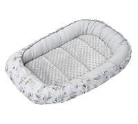 Medi Partners Riduttore Lettino Neonato - 100x60x15 Nido Antisoffoco Neonati Bozzolo Culla per Bebè Cuscino 100% Cotone Minky (Cervo in foglie con Minky grigio)