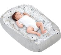 Medi Partners Nido per Neonato 100x60x15cm Baby Nest 100% Cotone Waffle Lettino da viaggio per bambini Multifunzionale Chiusura sicura (Radura con Waffle grigia)