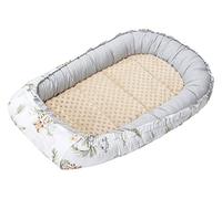 Medi Partners Nido per Neonato Bozzolo Neonati 100x60x15 Babynest 100% Cotone Inserto Removibile Cocoon Baby Multifunzionale Riduttore per Bambini (Safari con Minky beige)