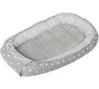 Medi Partners Nido per Neonato Bozzolo Neonati 100x60x15 Babynest 100% Cotone Inserto Removibile Cocoon Baby Multifunzionale Riduttore per Bambini (Stelle con Minky grigio)