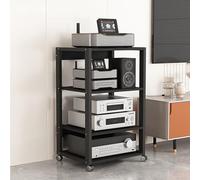 Media Stand Audio Rack - Supporto stereo moderno Mid-Century per console di gioco, DVD e apparecchiature AV - Mensola angolare e supporto per giradischi per soggiorno e sale da gioco.