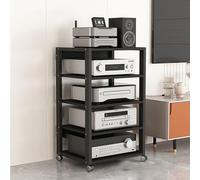 Media Stand Audio Rack - Supporto stereo moderno Mid-Century per console di gioco, DVD e apparecchiature AV - Mensola angolare e supporto per giradischi per soggiorno e sale da gioco.