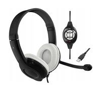 EPSILION USB - Cuffie stereo con microfono, porta USB, telecomando cablato con controllo del volume e del microfono.