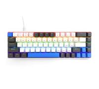 Media-Tech RED CORE MX60 Tastiera meccanica da gioco 60% 68 tasti Interruttori RED silenziosi Retroilluminazione multicolore Anti-ghosting USB-C Dimensioni compatte Ergonomico Bianco Blu