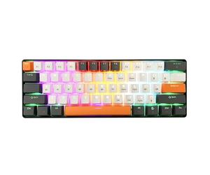 Media-Tech ZONE 61 MT1258 Tastiera meccanica da gioco 60% compatta 61 tasti interruttori rossi silenziosi retroilluminazione a LED 19 modalità anti-ghosting USB-C ergonomiche mini dimensioni