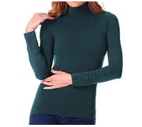 Media Wave Store - VKA22 Maglia a Collo Alto da Donna con Interno Felpato Effetto Termico (Verde Petrolio, XL/XXL)