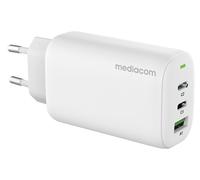 MEDIACOM ALIMENTATORE 65W FAST USB-C CHARGER 2XUSB-C E 1X UBA-A COLORE BIANCO