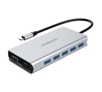 MEDIACOM USB-C TO 2 HDMI + 5 USB 3 + CARD READER + VGA + RJ45 IN ALLUMINIO GRIGI