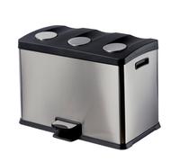 Medial - 106500 - Pattumiera a pedale Multiflux - 59,3x38,2x43 cm - 3 secchi da 12 L ciascuno - inox - Medial - 67557 - Conf. da 1 Pz. - 106500