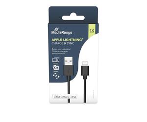 Mediarange 813118 cavo di ricarica e sincronizzazione usb 2.0 da 1 m a lightning - nero