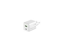 MediaRange Adattatore di ricarica rapida GaN da 45 W (spina europea), 1 USB-C e 1 USB-A, supporta USB-C® Power Delivery e Quick Charge™, bianco