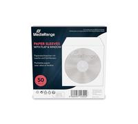 CD-SCHUTZ 50WS - Buste di carta per CD/DVD, confezione da 50, bianco