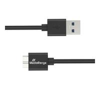 MediaRange Cavo dati e ricarica USB 3.0 a Micro-B, USB 3.0, 5 Gbps, 5 W max, 50 cm, nero