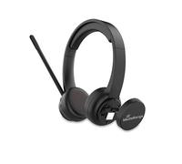 MediaRange ENC - Cuffie stereo wireless con braccio girevole per microfono, tasti funzione, batteria ricaricabile da 400 mAh, 2 dispositivi di accoppiamento (BT Ver 5.2), colore: Nero