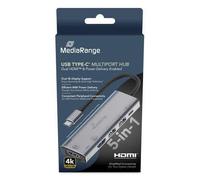 MediaRange HUB USB-C 5 in 1 adattatore multiporta, argento