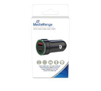 MediaRange Caricabatteria da auto con 1 porta USB-A e 1 porta USB-C, caricabatteria da auto per accendisigari, uscita 3,4 A, compatibile con tutti i normali smartphone e tablet con porta micro USB