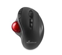 MediaRange Mouse ottico trackball a 7 tasti con rotella di scorrimento, tasti DPI e daum, 800-2400 DPI, batteria ricaricabile da 600 mAh, per destrorsi, nero/rosso