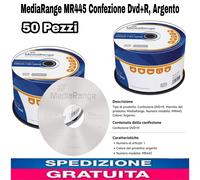 MediaRange MR445 Confezione 50pz Dvd+R, 4.7 GB 16x Argento,DVD+R Masterizzabili