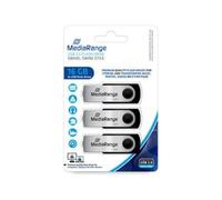 MEDIARANGE MR910-3 16 GB USB tipo A 2.0 17 MB/s Girevole Nero Argento