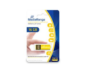 MediaRange MR976 Nano USB Stick 16GB yellow with paper clip function 16 GB