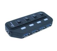 MediaRange MRCS505 hub di interfaccia 5000 Mbit/s Nero (USB-HUB 4-Port USB 3.0 extern - schwarz - Warranty: 12M) NEW