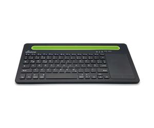 MediaRange, Tastiera Bluetooth compatta multi-pairing wireless con 78 tasti e touchpad, QWERTZ (DE/AT/CH), nero/verde