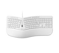 MediaRange Tastiera multimediale ergonomica cablata con rotella scorrevole, QWERTZ (DE/at) T1, dimensioni complete con tasti numerici, tasti funzione e scorciatoie, cavo da 1,8 m, bianco