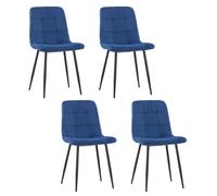 Mediawave Store - 4pz Sedia VELVETTE da Cucina Retrò in Velluto 88x45x45cm, Set 4 Sedie VELVETTE con Struttura in Metallo Nero Opaco, Sedia da Bar con Schienale e Imbottito (Blu)