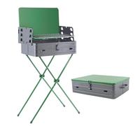 Mediawave Store - Barbecue Richiudibile a Valigetta BAR007 con griglia in acciaio, Barbecue da Asporto, Funziona a Carbonella, Classico Barbecue, Fornacella Barbecue, Verde