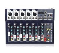 Mediawave Store - Mixer Audio 7 Canali, Professionale, Bluetooth, Console Alimentazione Phantom, Mix 48V, Console DJ, Casa, Karaoke, Studio Registrazione, Mixer Audio 7 Canali