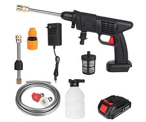 Mediawave Store - Pistola Idropulitrice Wireless con Getto Regolabile ad Alta Pressione, Batteria 24V - Kit Lavaggio: Filtro, Tubo 5mt, Serbatoio e Attacchi - Pulizia Auto, Scooter e Giardino, 345217