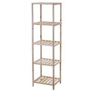 Mediawave Store - Scaffale in Legno di Abete con 5 Ripiani per Arredo Casa 35x30xH130 cm 636406, Multiuso, Scaffalatura in Legno, Mobile a Colonna, Ideale per Bagno, Camera da Letto, Cucina